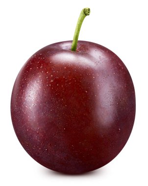 Taze erik beyaz arka planda izole edilmiş. Erik kırpma yolu. Taze organik erik. Tam alan derinliği