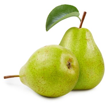 Armut kırpma yolu. Armut, beyaz arka planda izole edilmiş. Armut meyveli profesyonel stüdyo makro çekimi