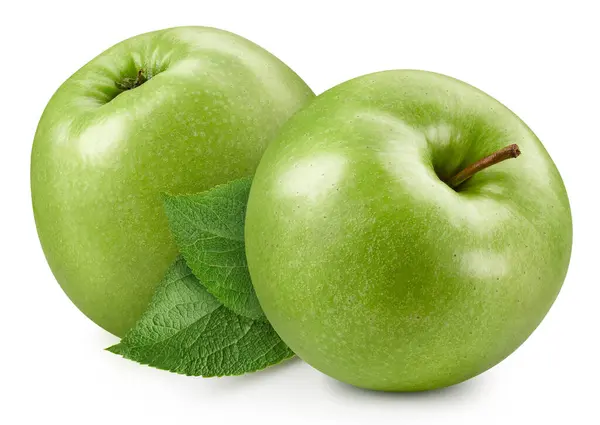 Manzana Verde Macro Completa Disparar Fruta Ingrediente Alimentario Saludable Blanco —  Fotos de Stock
