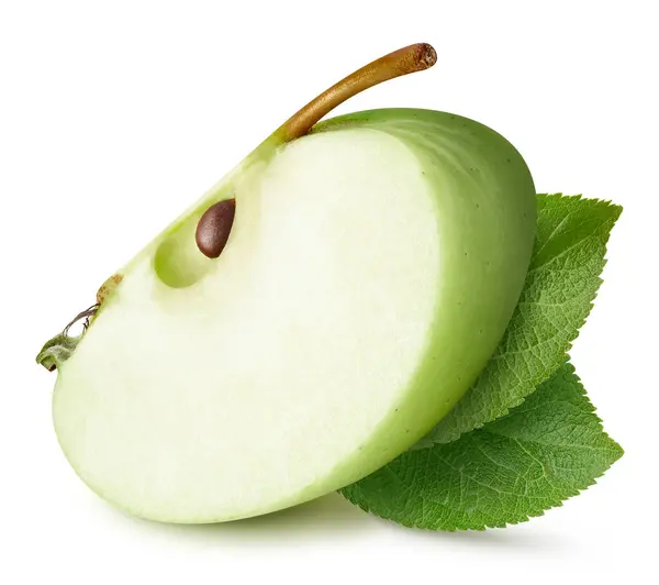 Zralé Zelené Jablko Listy Jablečné Ovoce Plné Makro Střílet Složky Royalty Free Stock Obrázky