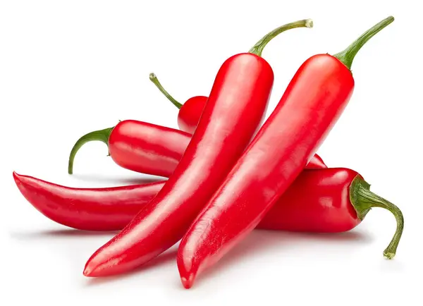 Složení Mnoha Čerstvých Chilli Papriček Red Hot Chilli Papričky Izolované Stock Obrázky