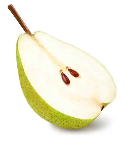 Pear Isolated White Background Half Pear Natural Clipping Path Fresh Stock Picture
