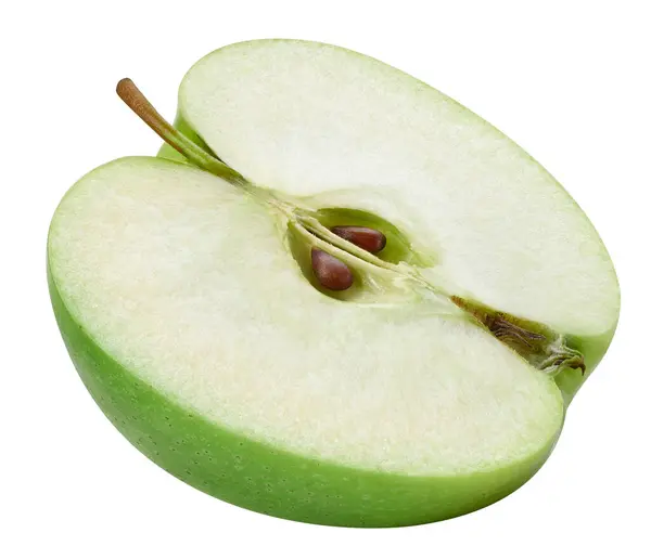 Свіже Органічне Яблуко Наполовину Ізольовано Білому Тлі Apple Макрос Стокове Зображення