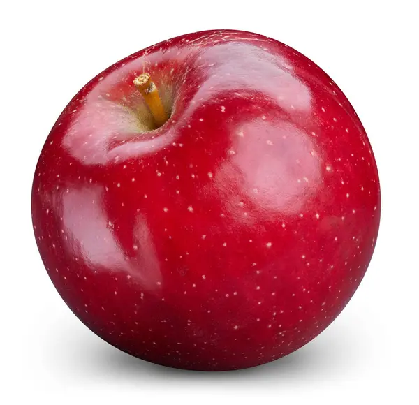 Maturare Fresco Percorso Ritaglio Mela Rossa Apple Isolato Sfondo Bianco — Foto Stock