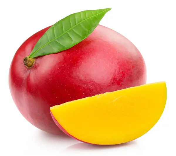 Mango Frukt Och Blad Isolerad Vit Bakgrund Mango Med Löv Royaltyfria Stockfoton