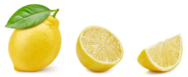 Lemon Close White Background Collection Lemon Fresh Organic Lemon — Stock Photo, Image