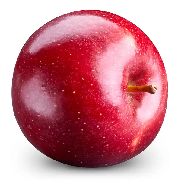 Шлях Відсікання Apple Червоне Яблуко Ізольовано Білому Тлі Професійна Студійна Ліцензійні Стокові Зображення