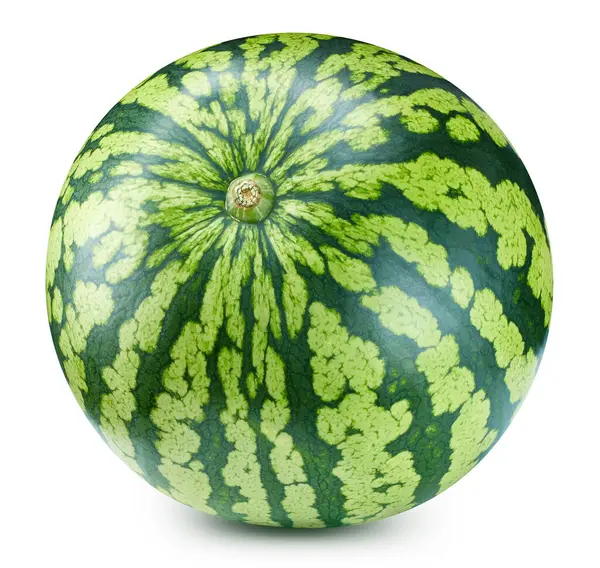 Watermeloen Geïsoleerd Witte Achtergrond Rijp Vers Watermeloen Knippad Watermeloen Rechtenvrije Stockfoto's