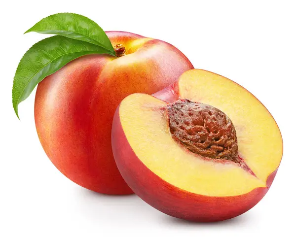 Peach Organic Peach Isolated White Background Peach Fruit Clipping Path Royalty Free Stock Images