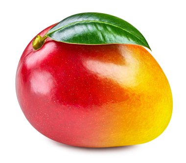 Taze kırmızı mango beyazda izole edilmiş. Mango beyaz arka planda izole edilmiş. kırpma yolu ile mango