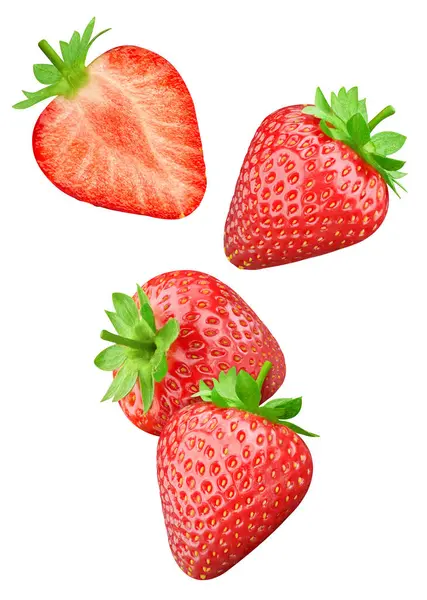 Stroberi Yang Terisolasi Strawberry Diisolasi Pada Latar Belakang Putih Dengan Stok Gambar