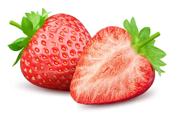 Strawberry Isolated Strawberry White Full Depth Field Strawberry Clipping Path Stock Picture