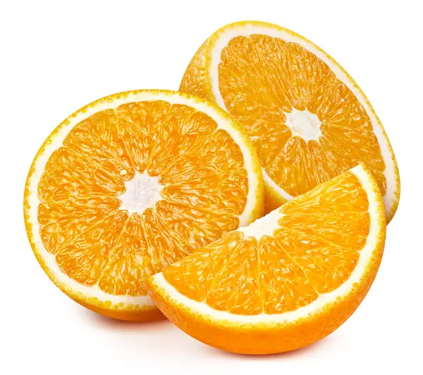 オレンジハーフ 白い背景に隔離されたオレンジの果実 クリッピングパス付きオレンジ ストック画像