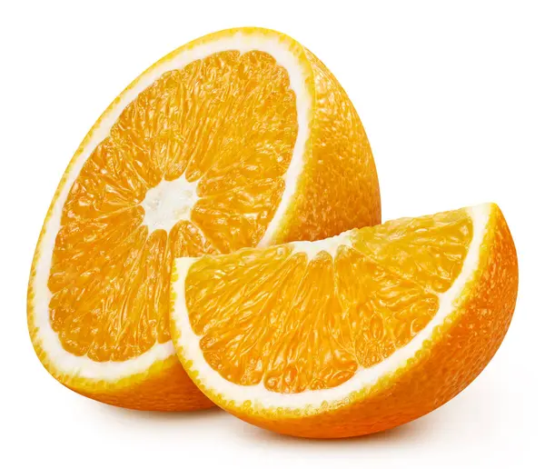 オレンジの果実は白い背景で半分隔離されました クリッピングパス オレンジ ストックフォト