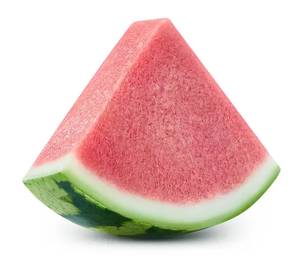 Organic Watermelon Slice Isolated White Background Taste Watermelon Clipping Path Stok Gambar Bebas Royalti