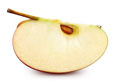 Elma meyvesi beyaza izole edilmiş. Elma dilimleme yolu. Üst Düzey Erişim