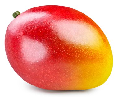 Taze organik mango izole edilmiş kırpma yolu. Mango makro stüdyo fotoğrafı.