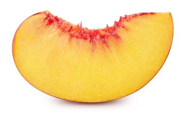 Beyaz arka planda izole edilmiş organik şeftali. Kırpma yolu ile şeftali tadı