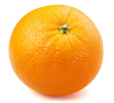 Turuncu Kırpma Yolu. Olgun portakal meyvesi beyaz arka planda izole edilmiş kırpma yolu ile.