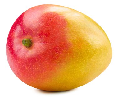 Mango. Beyaz arka planda izole edilmiş taze organik mango. Mango makro stüdyo fotoğrafı kırpılıyor