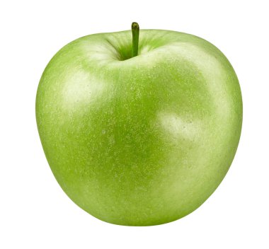 Apple Kırpma Yolu. Olgun Yeşil Elma meyvesi kırpma yolu ile beyaz arkaplanda izole.