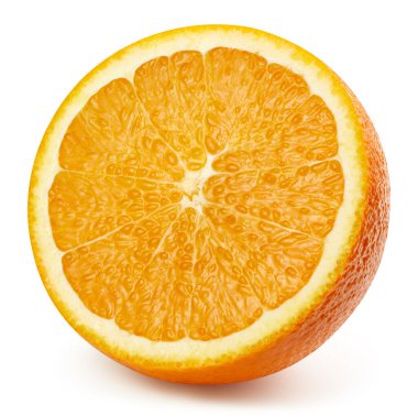 Turuncu, beyaz arka planda yarı izole. Turuncu Kırpma Yolu. Görüntü yığını tam derinlikteki alan makro görüntüsü