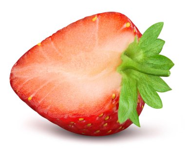 Çilek dilimi izole edilmiş. Beyaz üzerine ananas. Tam alan derinliği. kırpma yolu ile