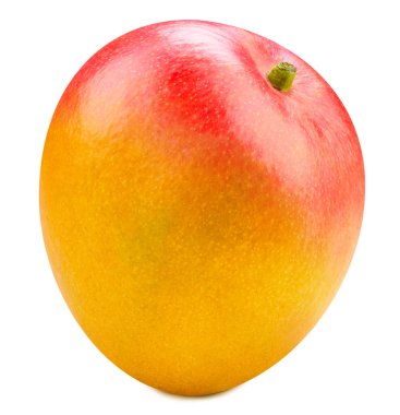 Beyaz arka planda izole edilmiş taze mango. Mango makro stüdyo fotoğrafı kırpılıyor
