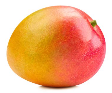 Beyaz arka planda izole edilmiş taze mango. Mango makro stüdyo fotoğrafı kırpılıyor