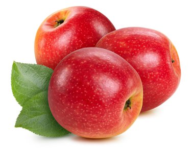 Beyaz arka planda kırmızı elma meyveleri izole edilmiş. Elma kırpma yolu ile izole edildi. Üst Düzey Erişim