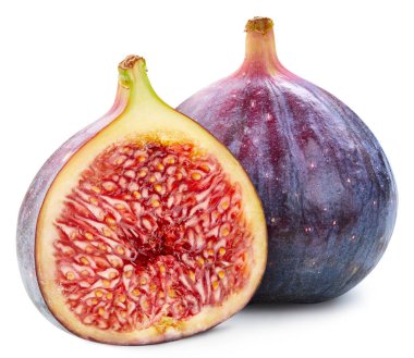 İzole incir. Taze organik incir izole edilmiş kırpma yolu. İncirli makro stüdyo fotoğrafı..