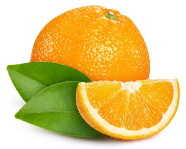 Turuncu beyaz arka planda izole edilmiş. Yapraklı turuncu tat. Kırpma yolu ile tam alan derinliği