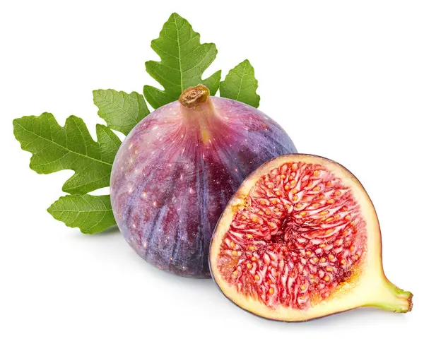 stock image Fig isolated on white background. Ripe fresh fig Clipping Path. Fig with leaf