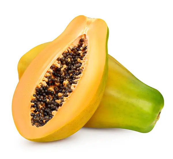 stock image Papaya Isolated white background. Papaya with clipping path