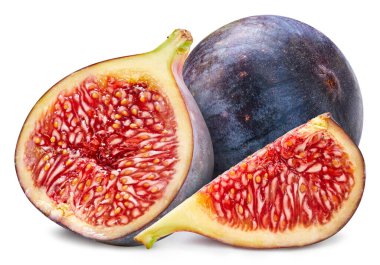 Beyaz arka planda olgun incir meyveleri. İncir izole kırpma yolu.