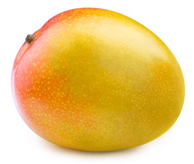 İzole edilmiş mango. Taze organik mango izole edilmiş kırpma yolu. Mango makro stüdyo fotoğrafı.