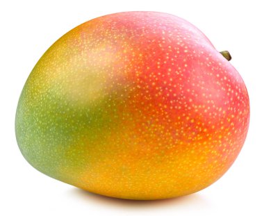 Mango. Beyaz arka planda izole edilmiş taze organik mango. Mango makrosu. kırpma yolu ile
