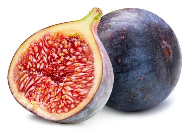 İzole incir. Taze organik incir izole edilmiş kırpma yolu. İncirli makro stüdyo fotoğrafı..