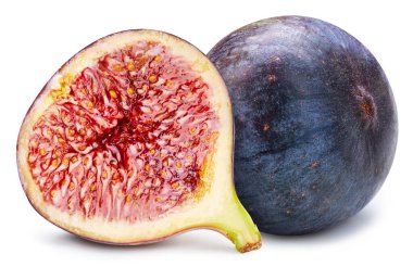 İzole incir. Taze organik incir izole edilmiş kırpma yolu. İncirli makro stüdyo fotoğrafı..