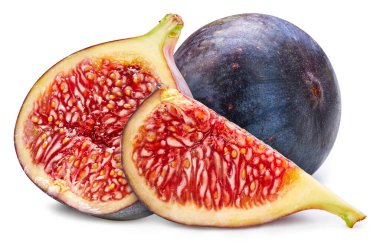 İncir meyvesi. Beyaz arka planda izole edilmiş taze organik incir. Kırpma yolu ile incir