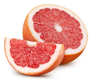 İzole edilmiş greyfurt. Taze organik greyfurt izole kesme yolu. Greyfurt makro stüdyo fotoğrafı.