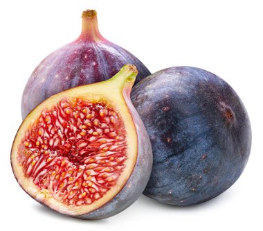 İncir meyvesi. Beyaz arka planda izole edilmiş taze organik incir. Kırpma yolu ile incir