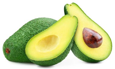 Avokado. Beyaz arka planda izole edilmiş taze organik avokado. Avokado makrosu