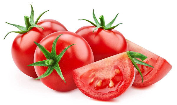 Tomato fruit isolate. Tomato on white. Tomato clipping path. High End Retouching