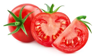 Domates meyvesi izolasyonu. Beyaz üzerine domates. Domates kırpma yolu. Üst Düzey Erişim