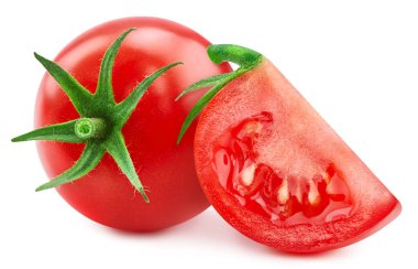 Kırmızı domates sebze soyutlaması. Beyaz üzerine domates. Domates kırpma yolu. Üst Düzey Erişim