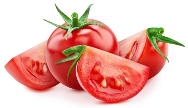 Kırmızı domates. Beyaz arka planda taze organik domates. Kırpma yolu olan domates