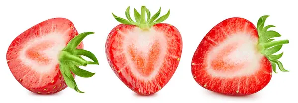 stock image Strawberry half collection Clipping Path. Strawberry isolated on white background. Professional studio macro shooting