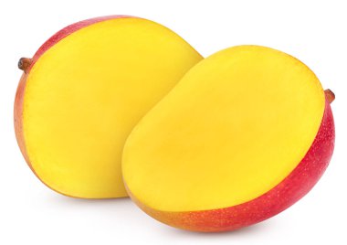 Mango. Beyaz arka planda izole edilmiş taze organik mango. Mango makrosu. kırpma yolu ile