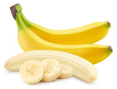 Fresh banana isolated on white background. Clipping path banana. Banana macro studio photo clipart